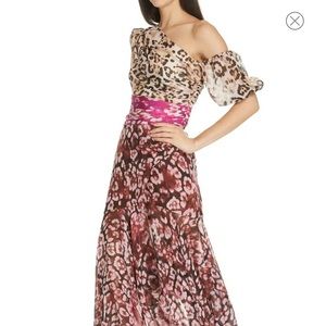 AMUR Jaylah One-Shoulder Printed Midi Dress Size 4